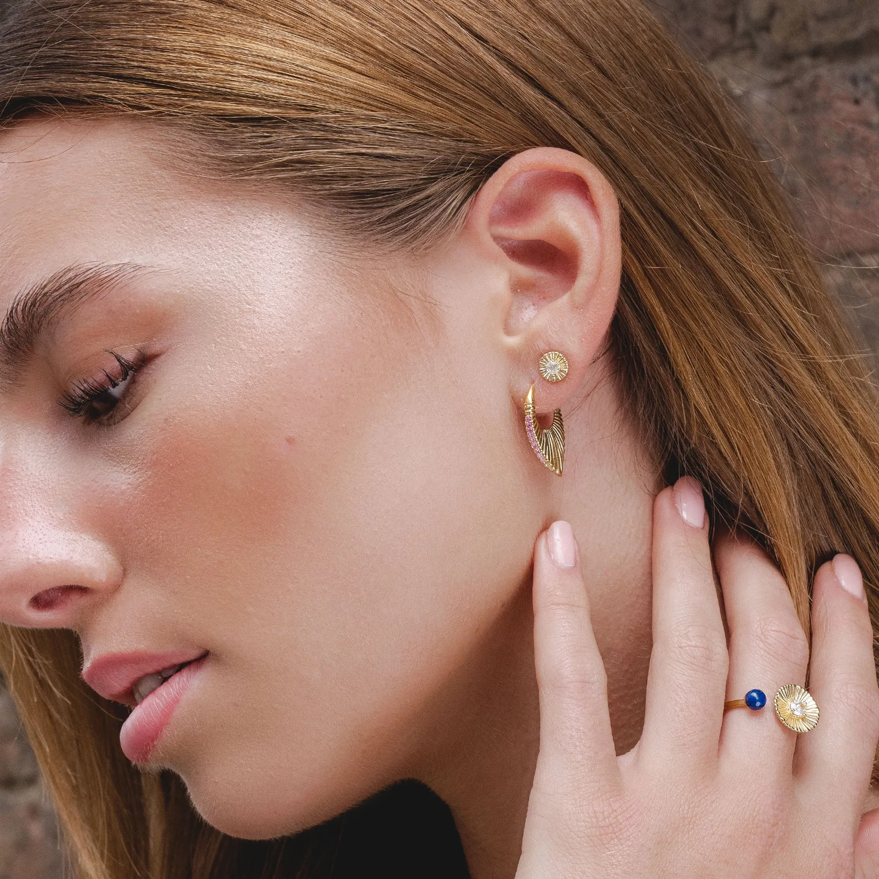 Caruso Lapislazuli & Weiß Topas Blumen Offen Ring