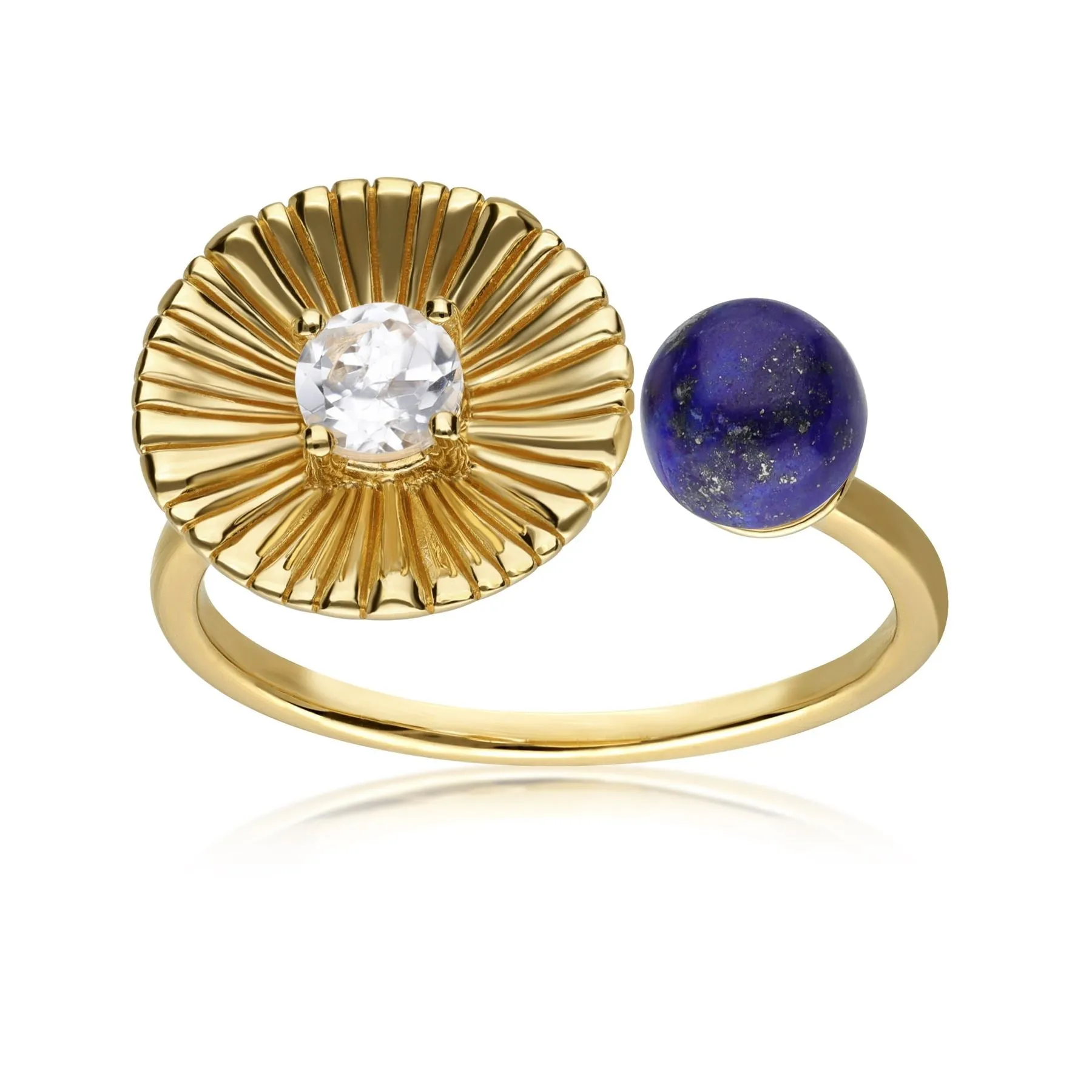 Caruso Lapislazuli & Weiß Topas Blumen Offen Ring