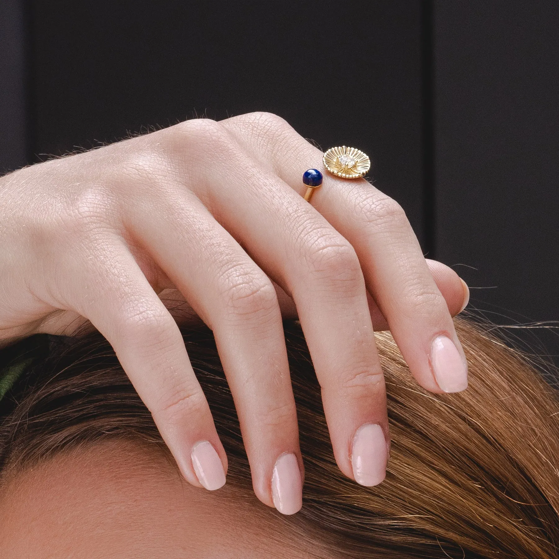 Caruso Lapislazuli & Weiß Topas Blumen Offen Ring