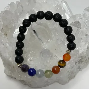 Chakra With Lava 8mm 3-Piece Round Bracelet Set
