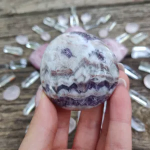 Chevron Amethyst Palm Stone (#2)