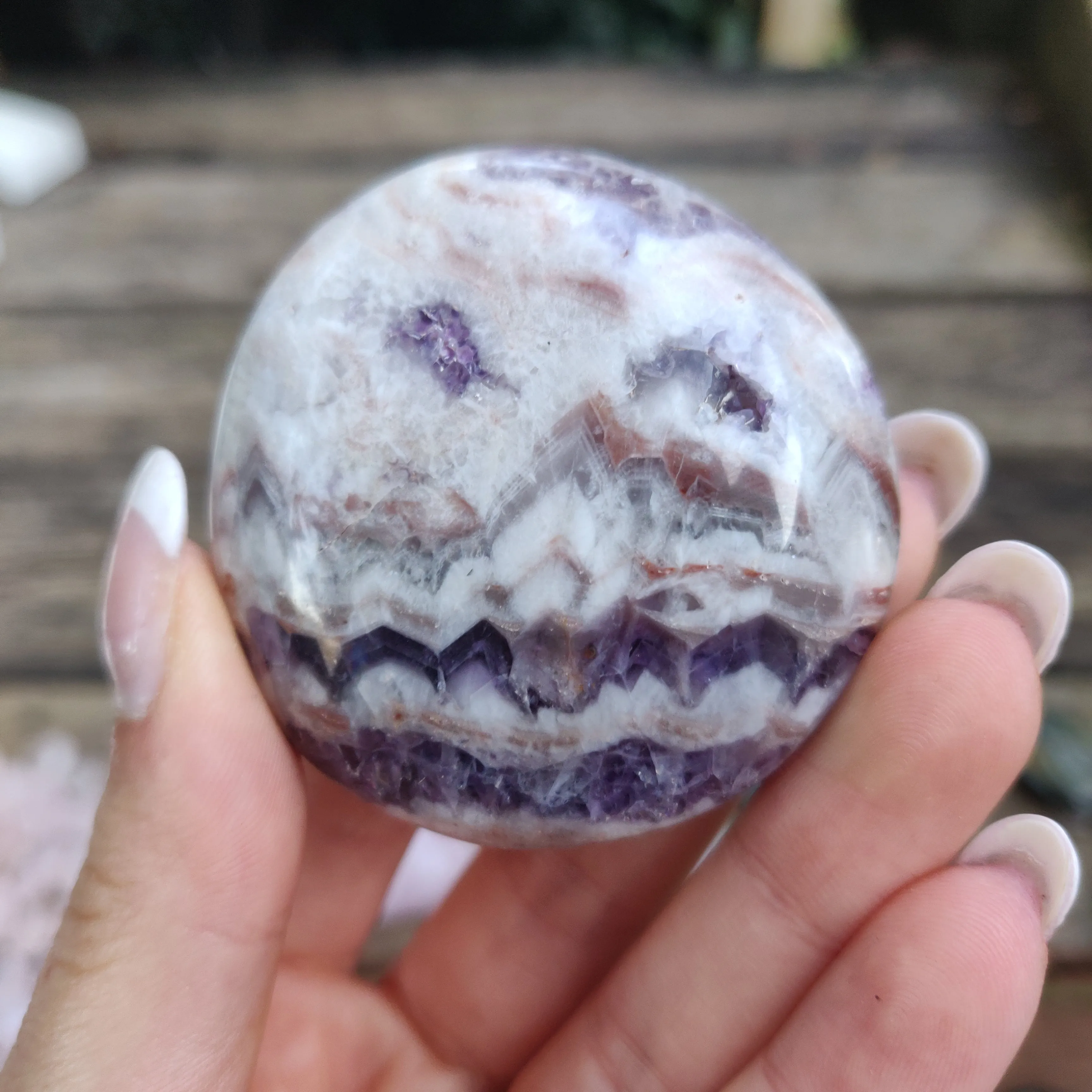 Chevron Amethyst Palm Stone (#2)