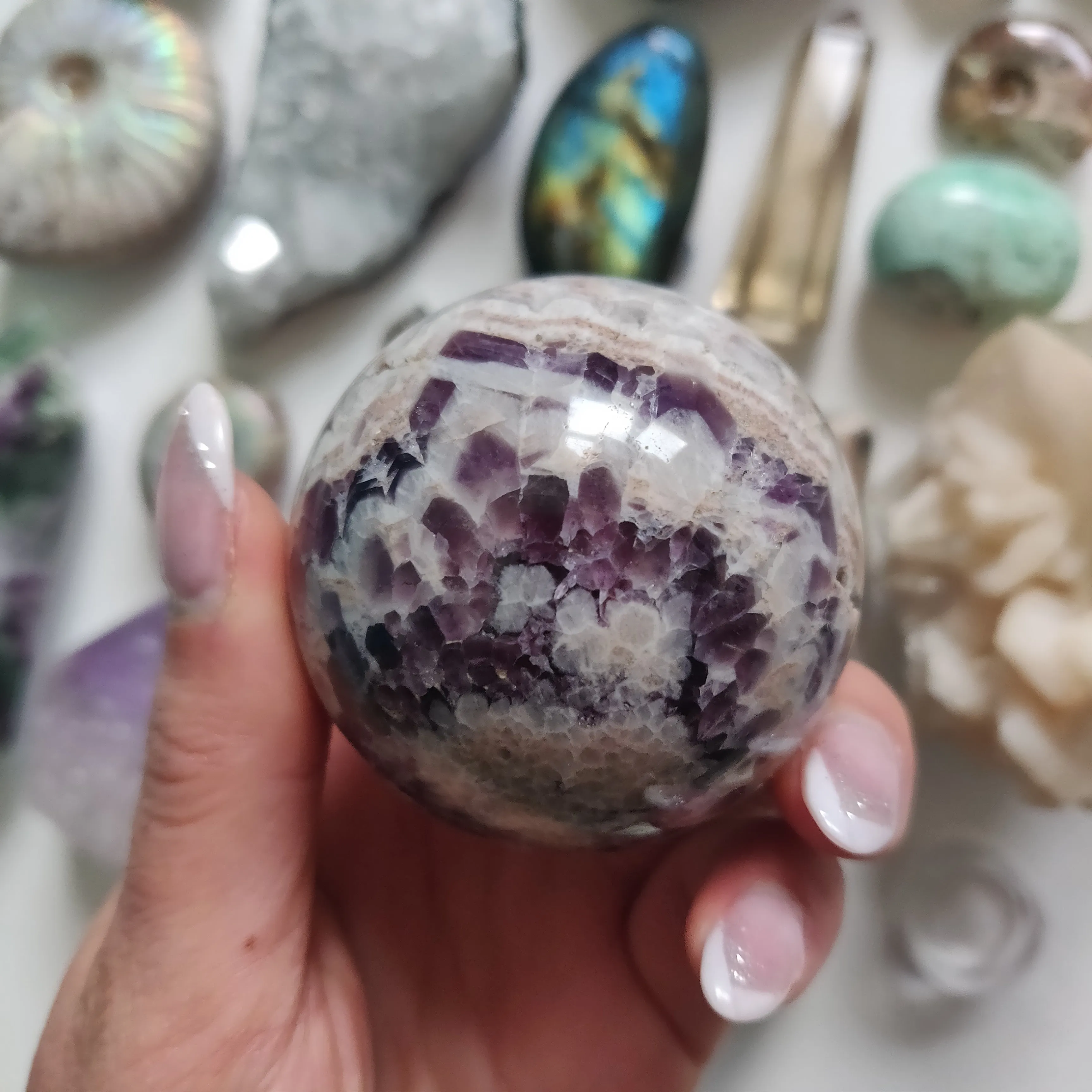 Chevron Amethyst Sphere (#1)