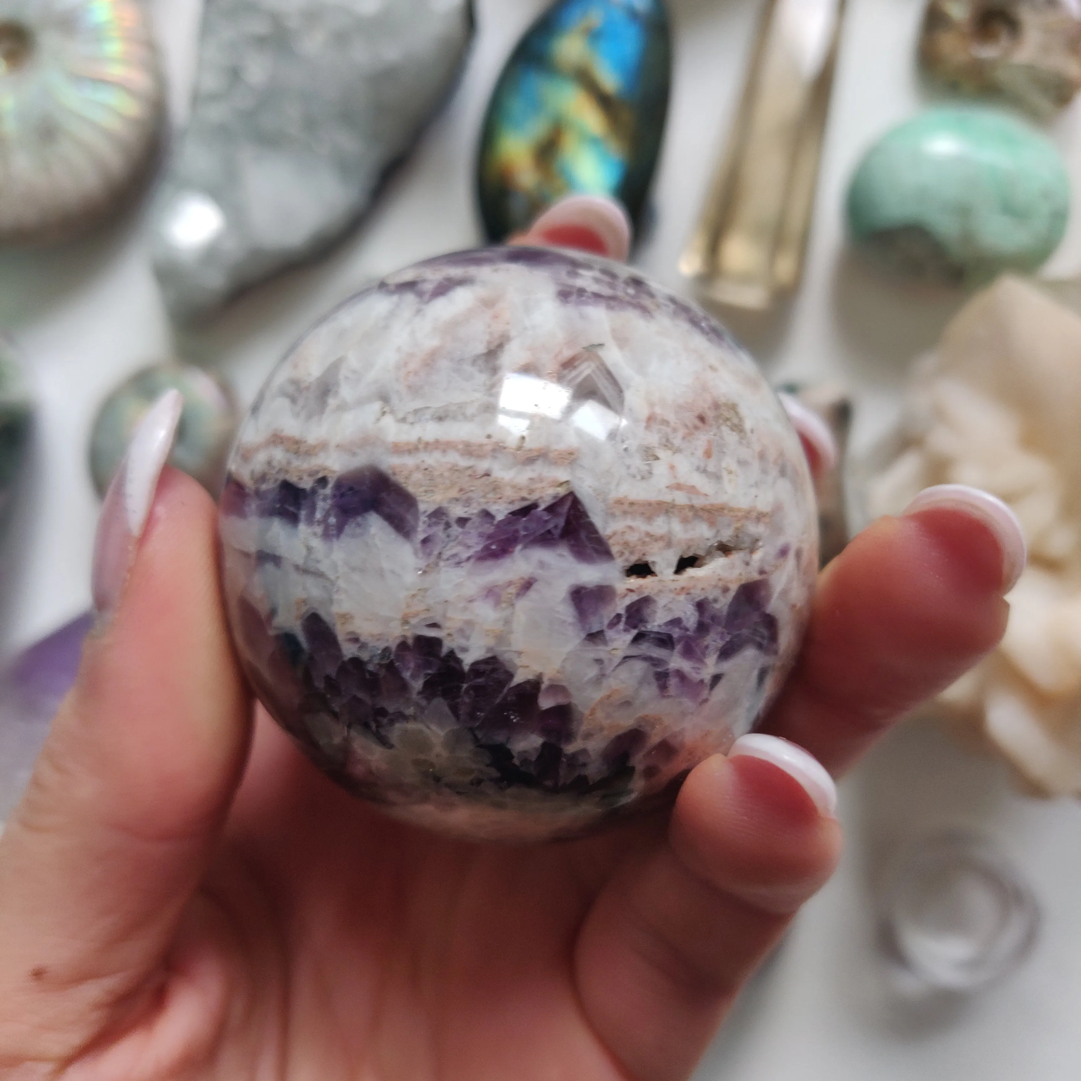 Chevron Amethyst Sphere (#1)