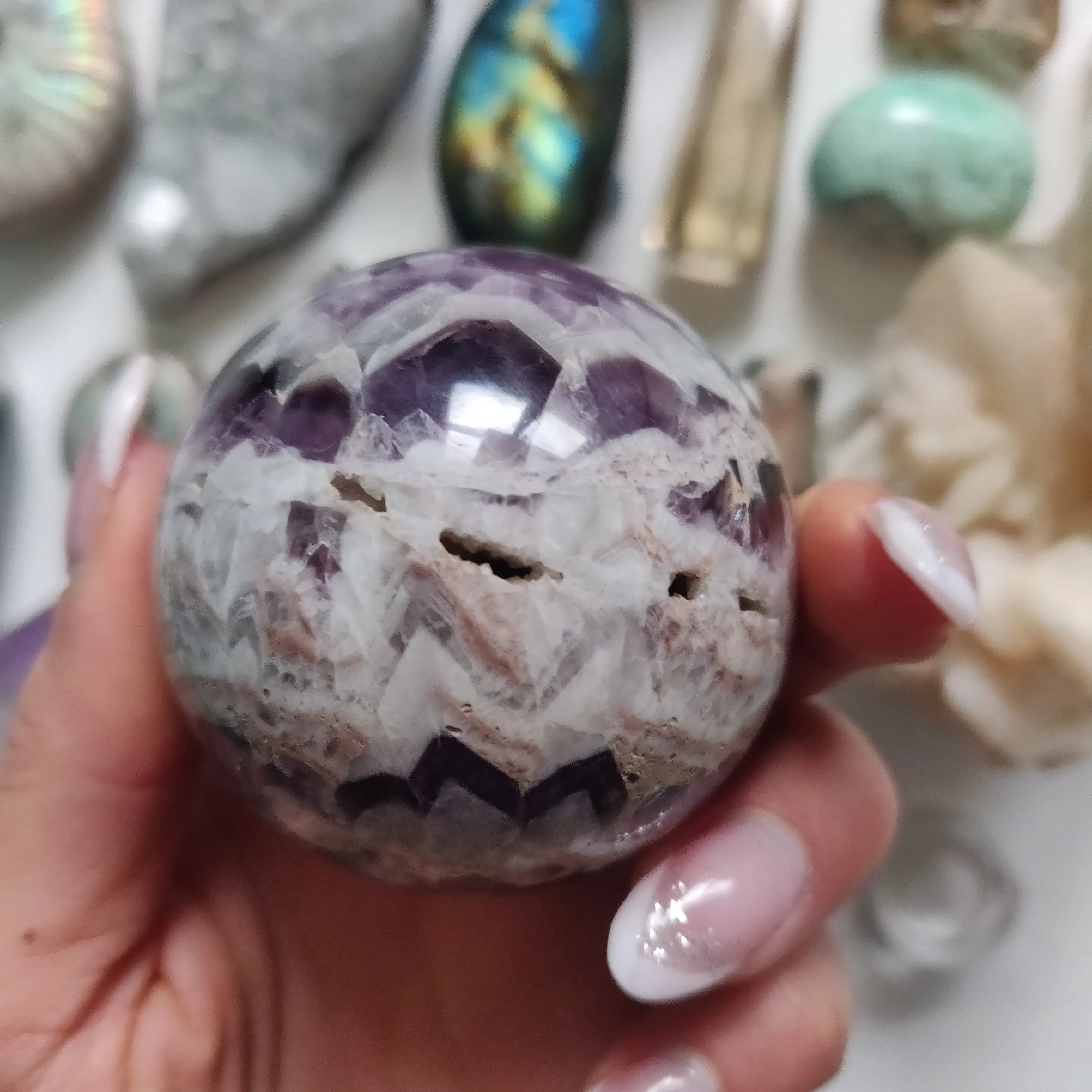 Chevron Amethyst Sphere (#1)