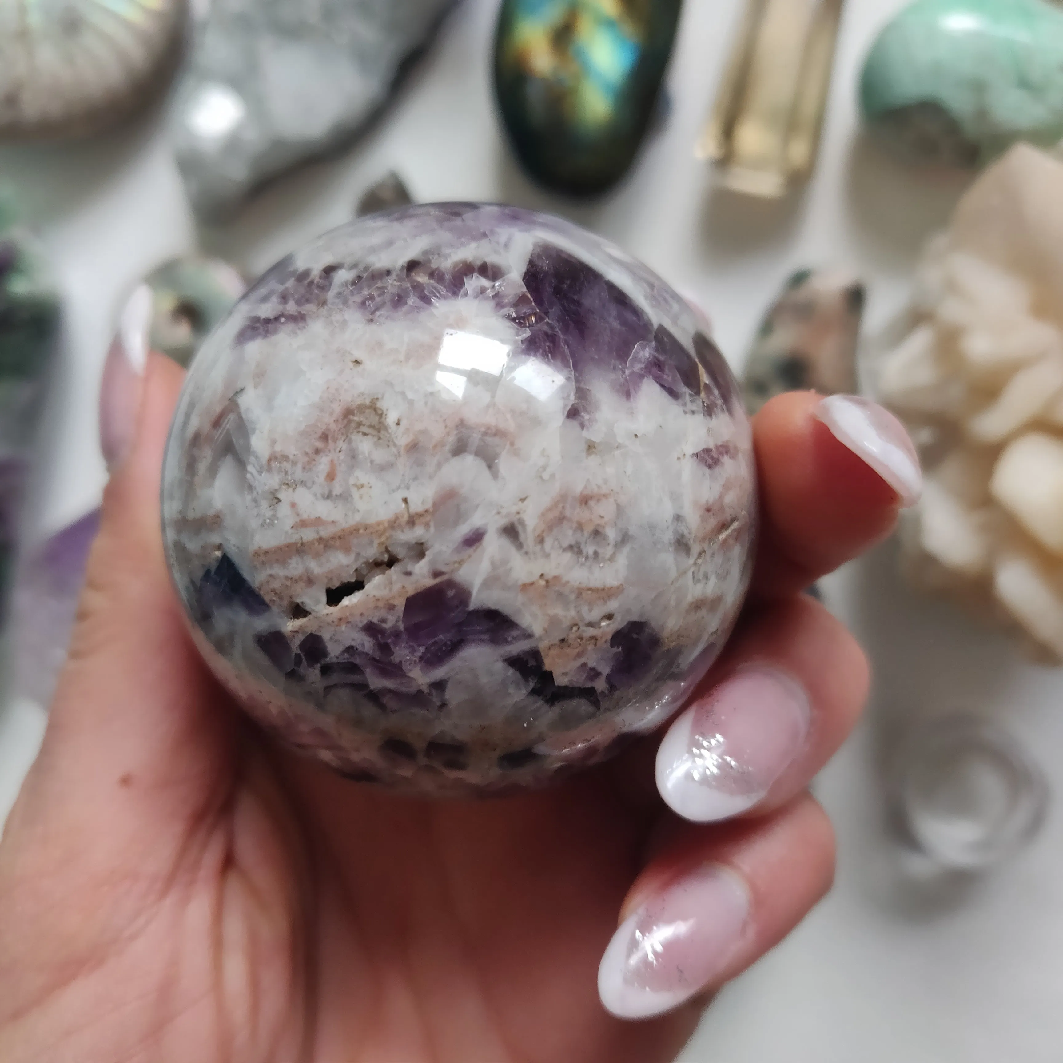 Chevron Amethyst Sphere (#1)