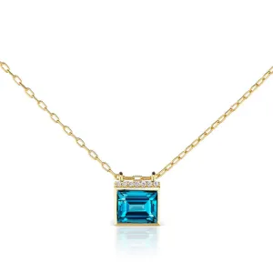 Cirque Baguette Necklace with London Blue Topaz