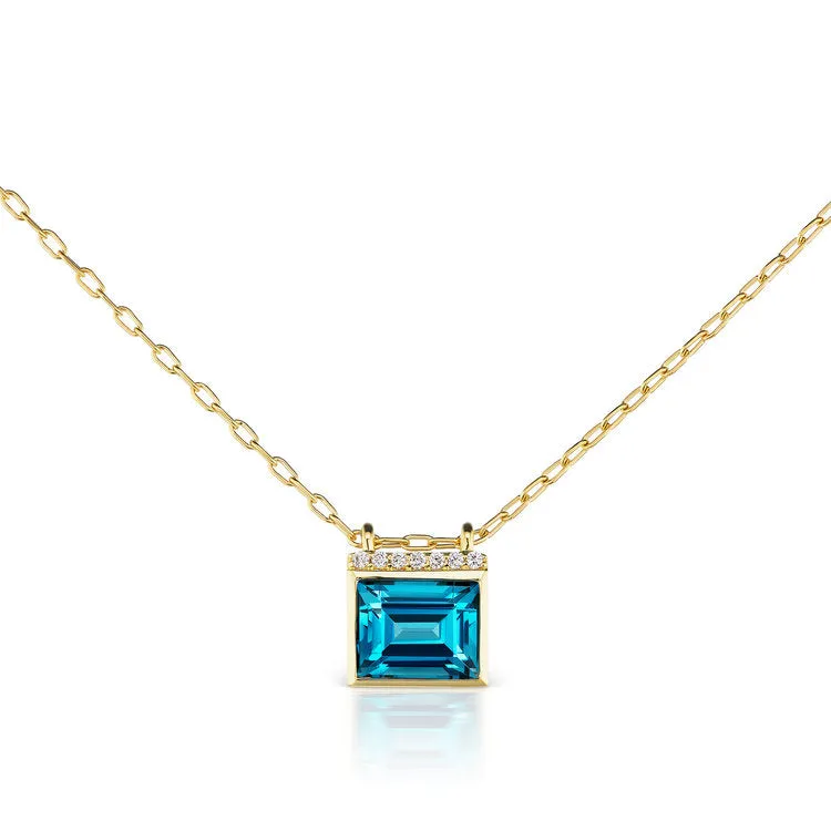 Cirque Baguette Necklace with London Blue Topaz