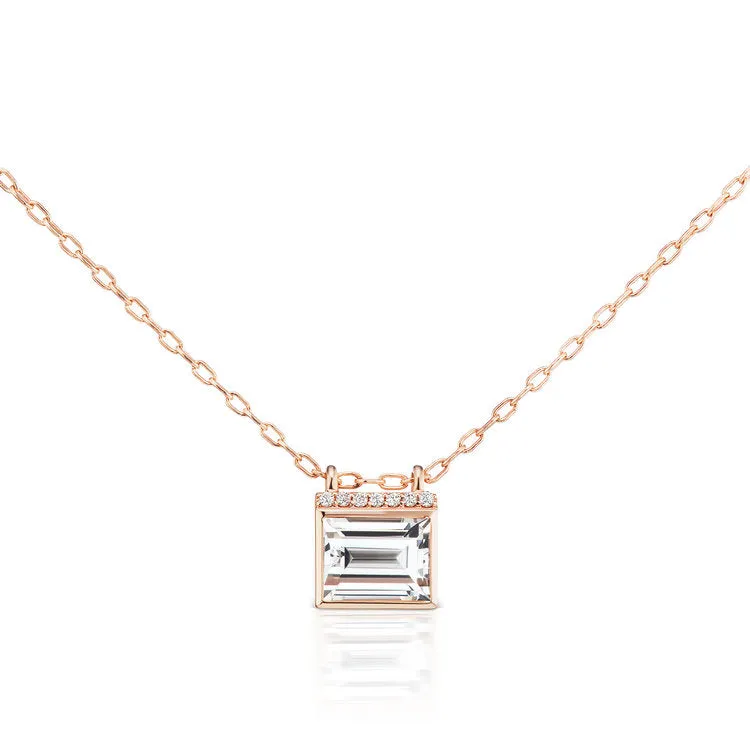 Cirque Baguette Necklace with White Topaz