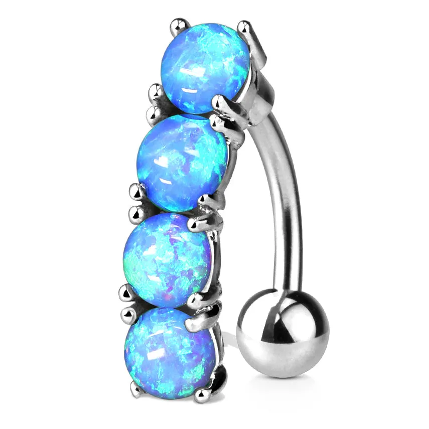 Classic Opal Drop Reverse Belly Ring