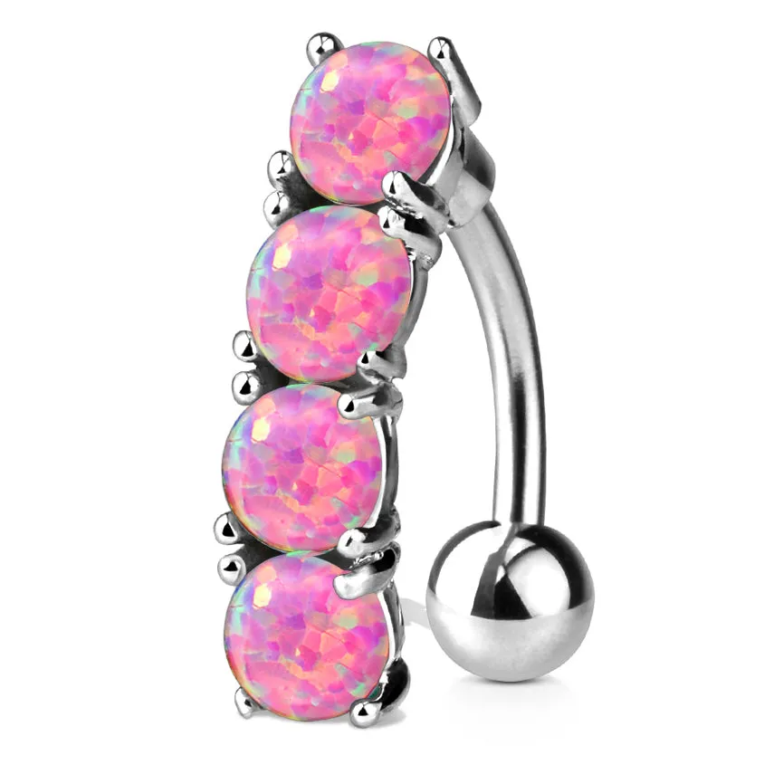 Classic Opal Drop Reverse Belly Ring