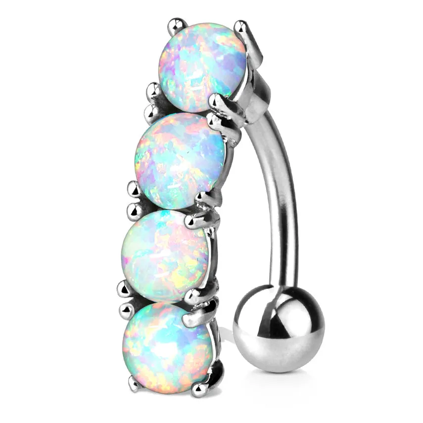 Classic Opal Drop Reverse Belly Ring