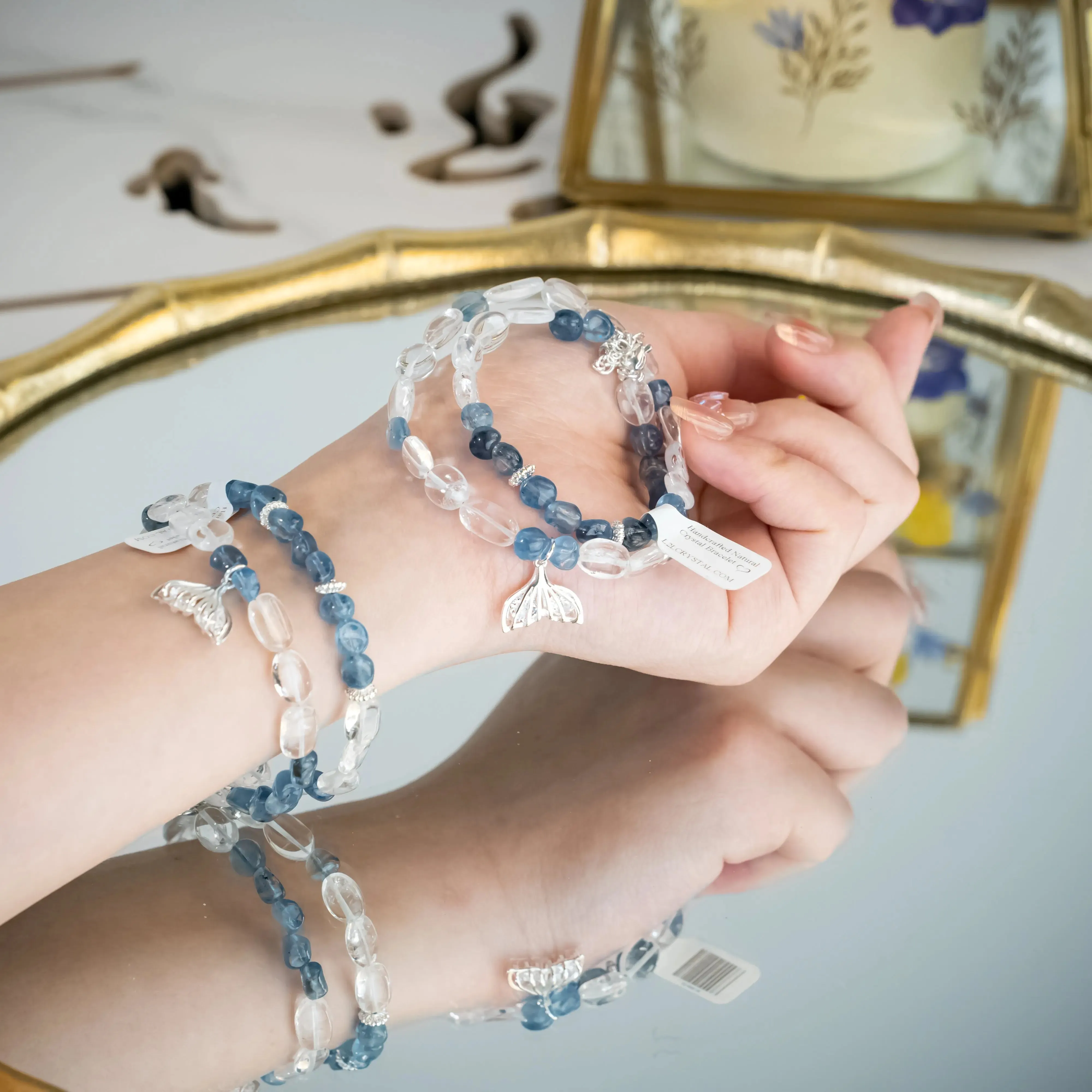 Clear Quartz Aquamarine Bracelet