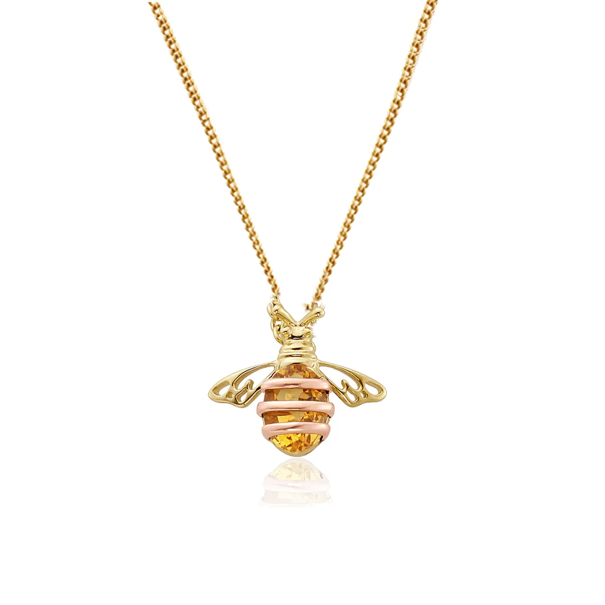 Clogau Citrine Gold Honey Bee Pendant Necklace