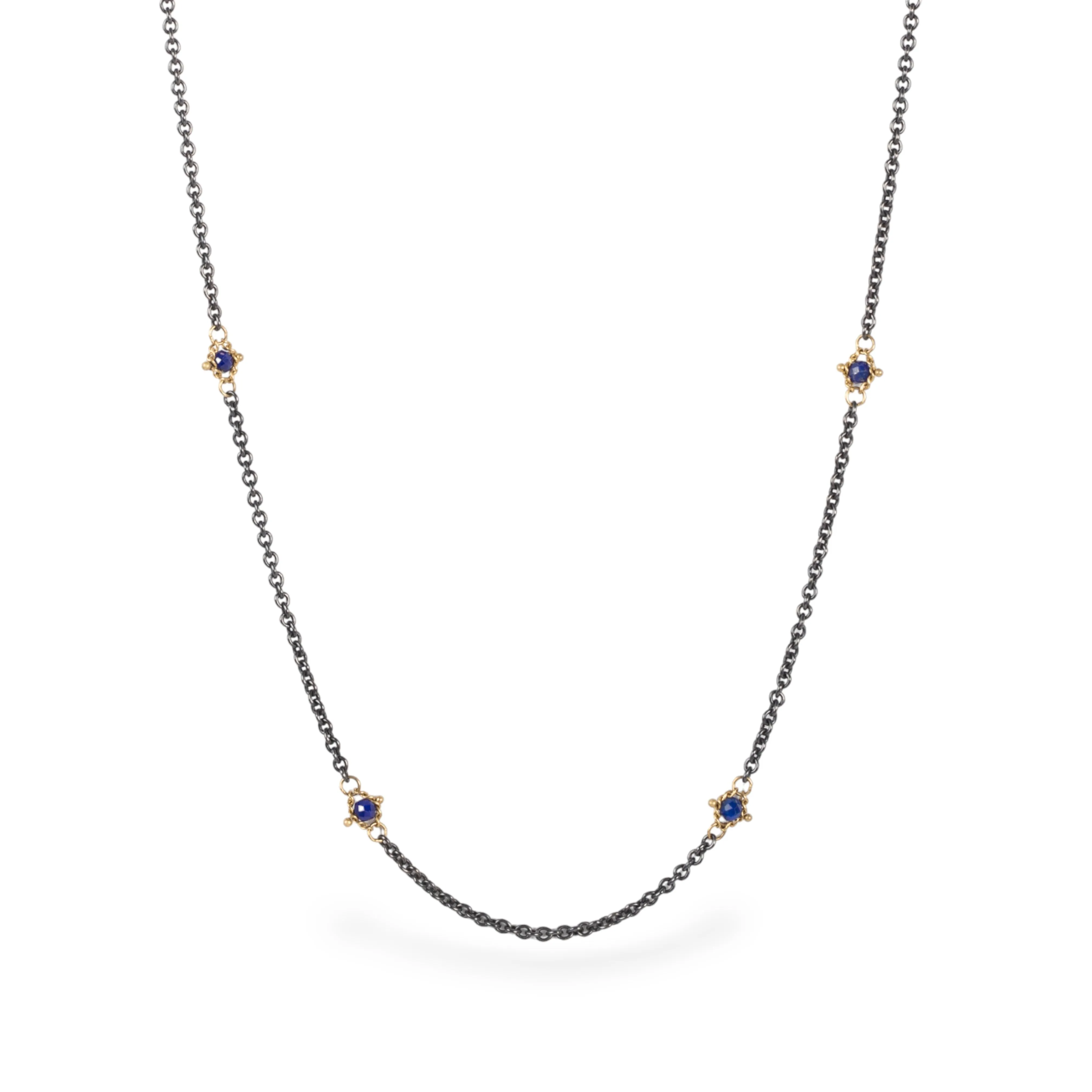 Contrast Petite Stone Necklace in Lapis