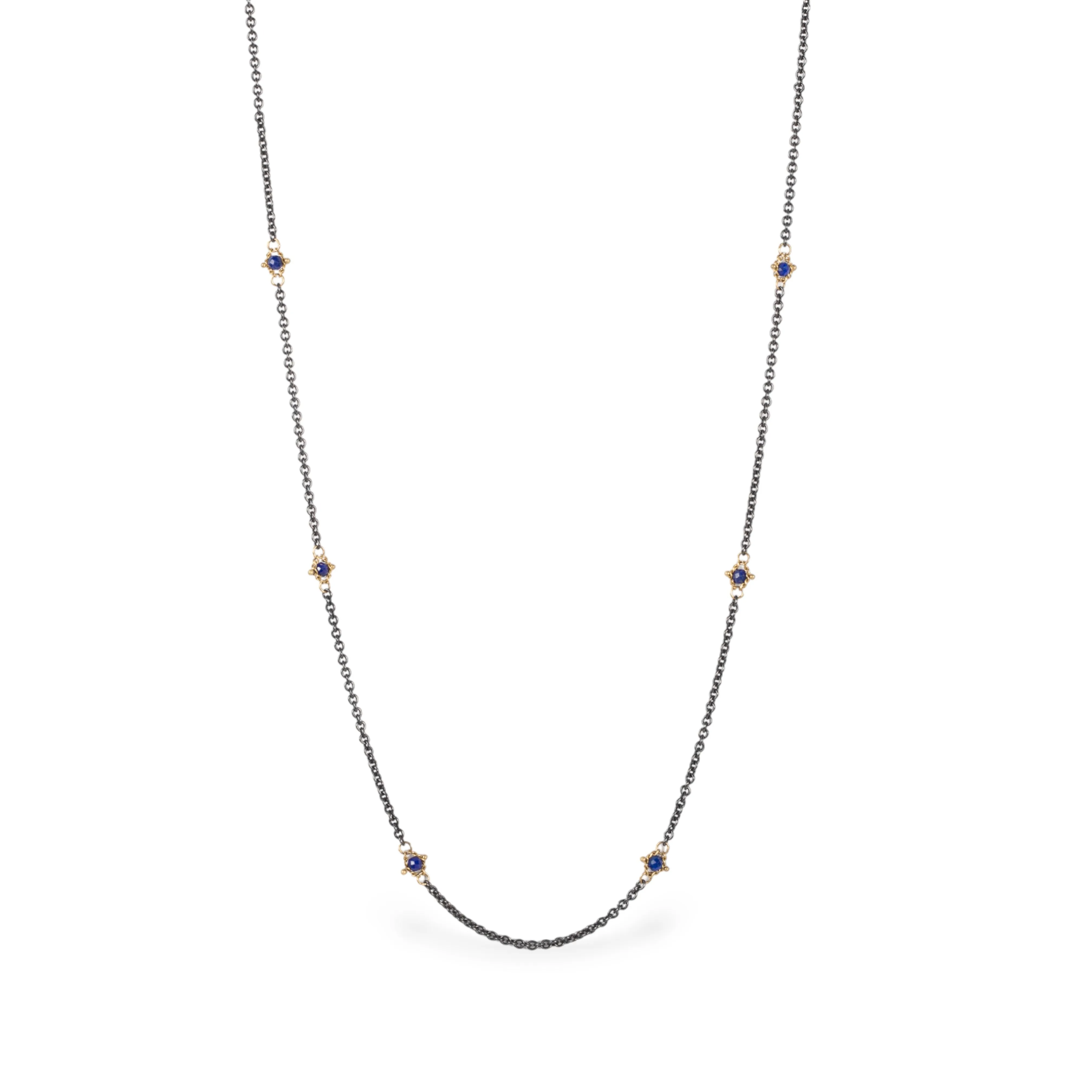 Contrast Petite Stone Necklace in Lapis