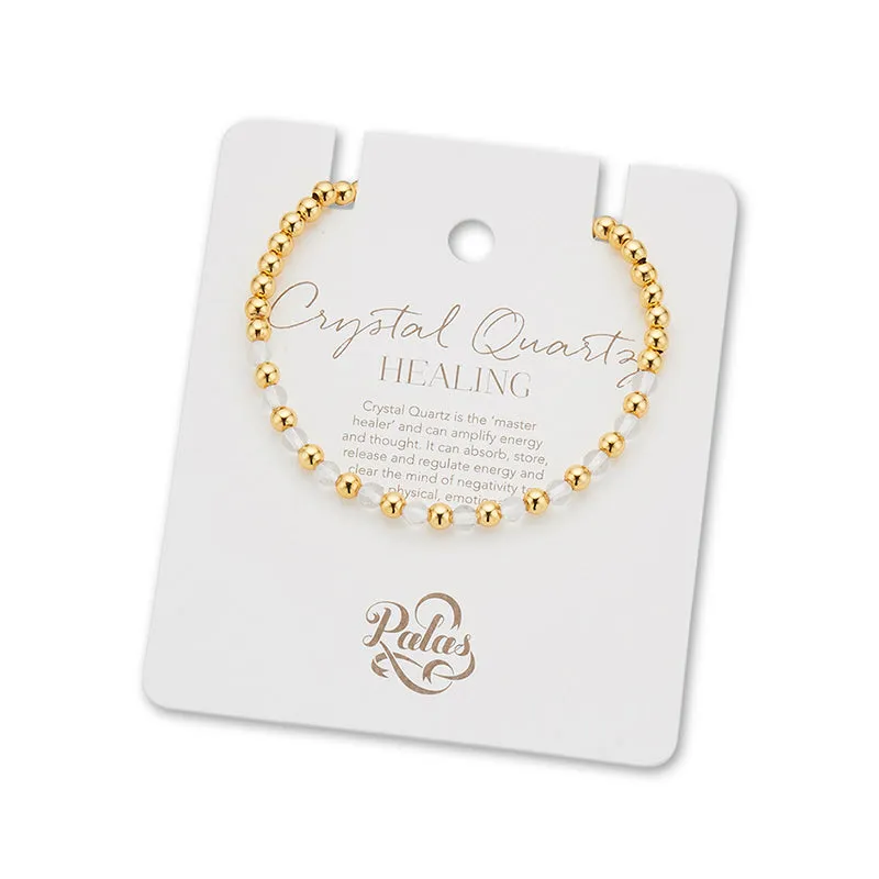 CRYSTAL QUARTZ LOTUS PURITY GEM BRACELET