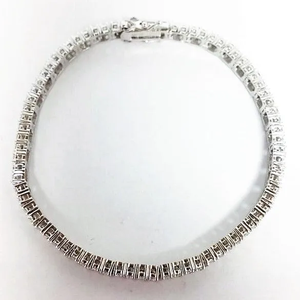 Cubic Zirconia and Sterling Silver Tennis Bracelet
