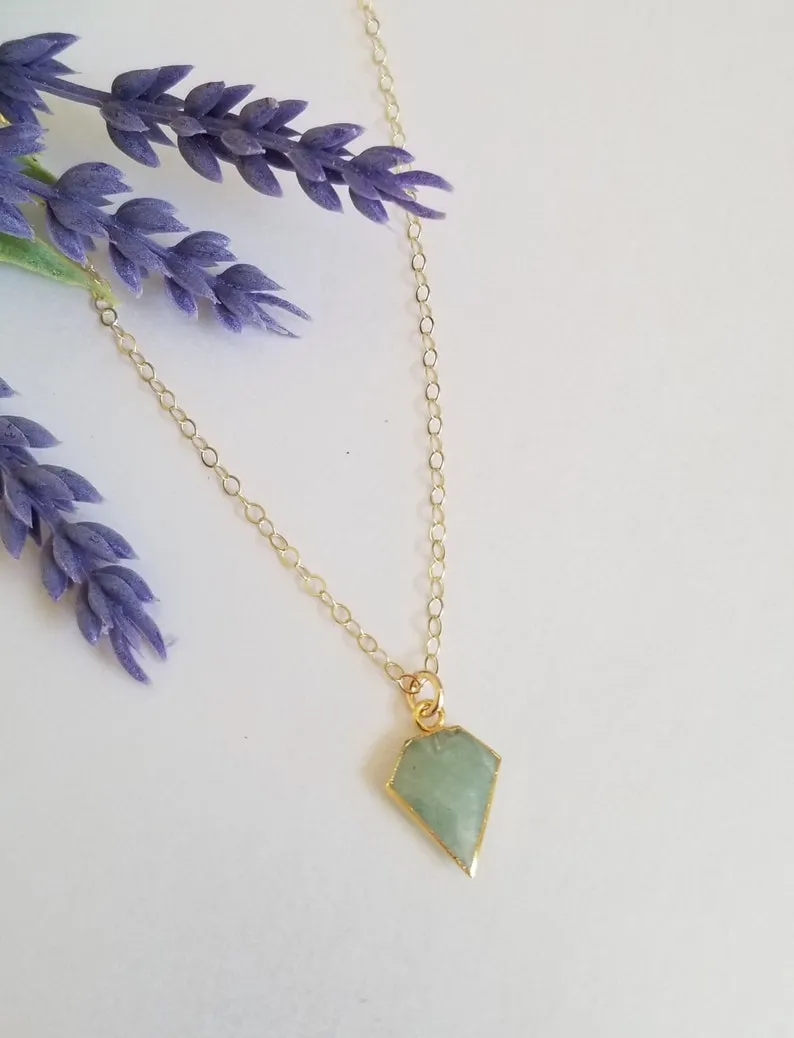 Dainty Gold Aquamarine Pendant Necklace for Women, March Birthstone Necklace