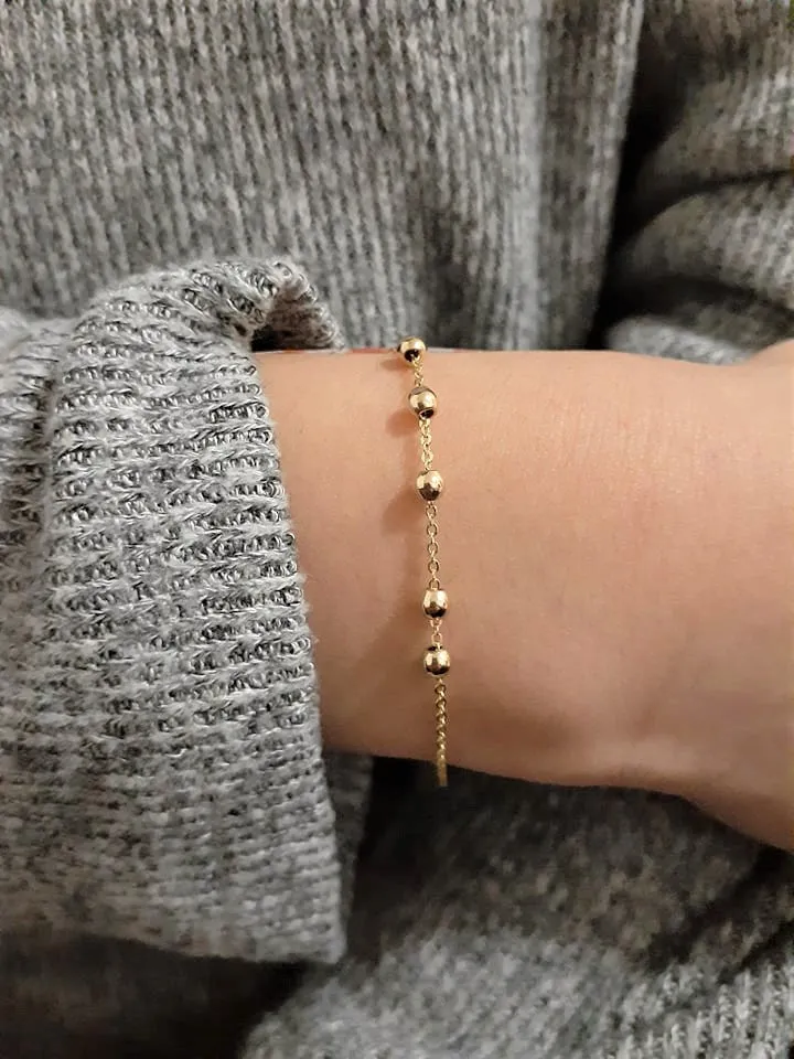 Dainty Gold Bead Bracelet - Fidget Bracelet