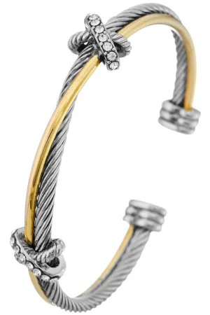 David Dupes-Two Tone Crossover Cuff Bracelet