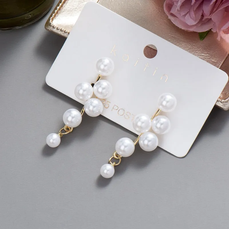 DEANWANGKT New  Trend Big Pearls Women's Earrings Geometry Crystal Gold Color Dangle Drop Earing for Woman Korean Style Fashion Jewelry