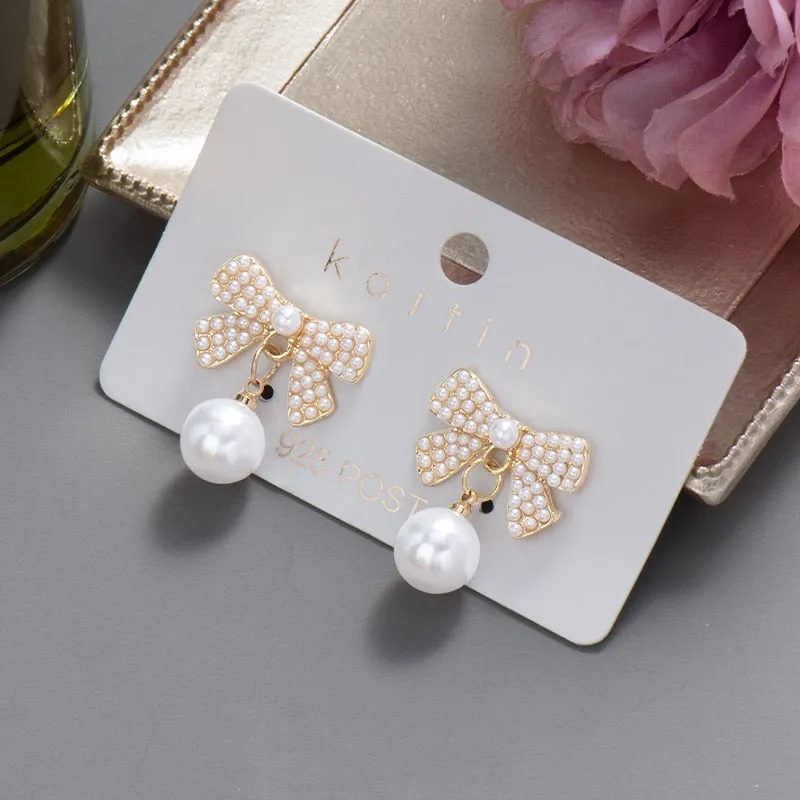 DEANWANGKT New  Trend Big Pearls Women's Earrings Geometry Crystal Gold Color Dangle Drop Earing for Woman Korean Style Fashion Jewelry