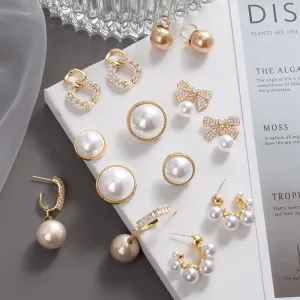 DEANWANGKT New  Trend Big Pearls Women's Earrings Geometry Crystal Gold Color Dangle Drop Earing for Woman Korean Style Fashion Jewelry