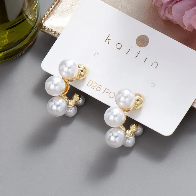 DEANWANGKT New  Trend Big Pearls Women's Earrings Geometry Crystal Gold Color Dangle Drop Earing for Woman Korean Style Fashion Jewelry