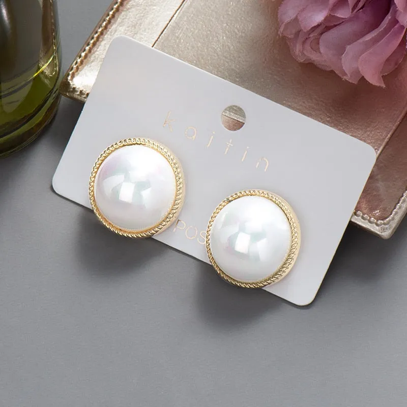 DEANWANGKT New  Trend Big Pearls Women's Earrings Geometry Crystal Gold Color Dangle Drop Earing for Woman Korean Style Fashion Jewelry