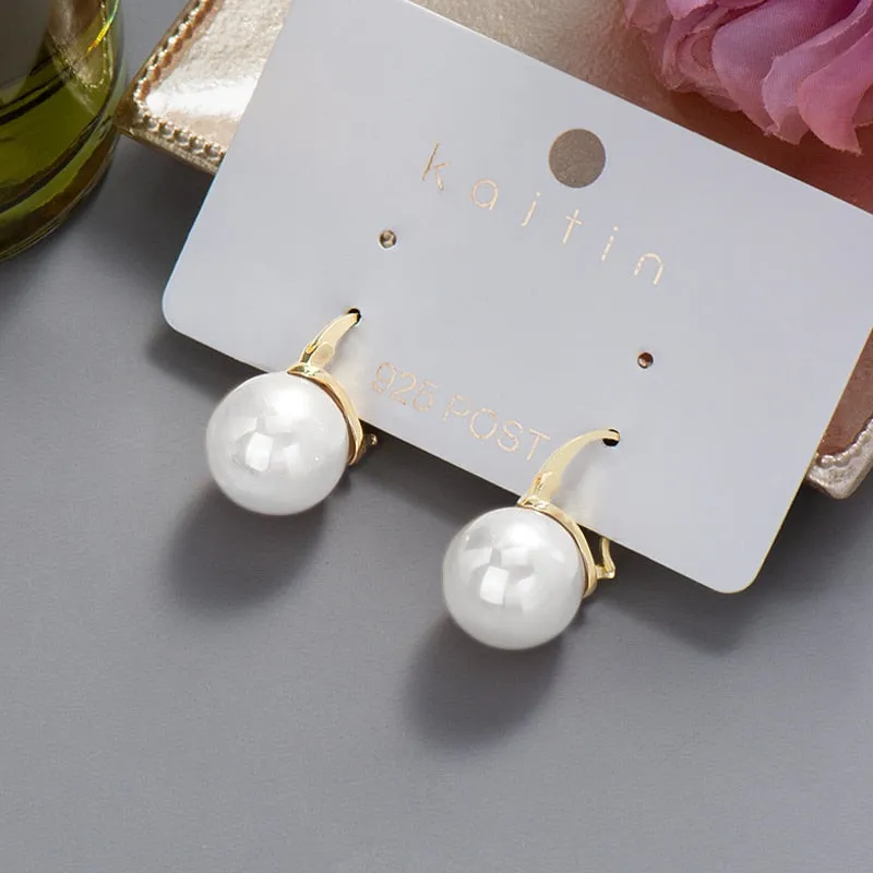 DEANWANGKT New  Trend Big Pearls Women's Earrings Geometry Crystal Gold Color Dangle Drop Earing for Woman Korean Style Fashion Jewelry
