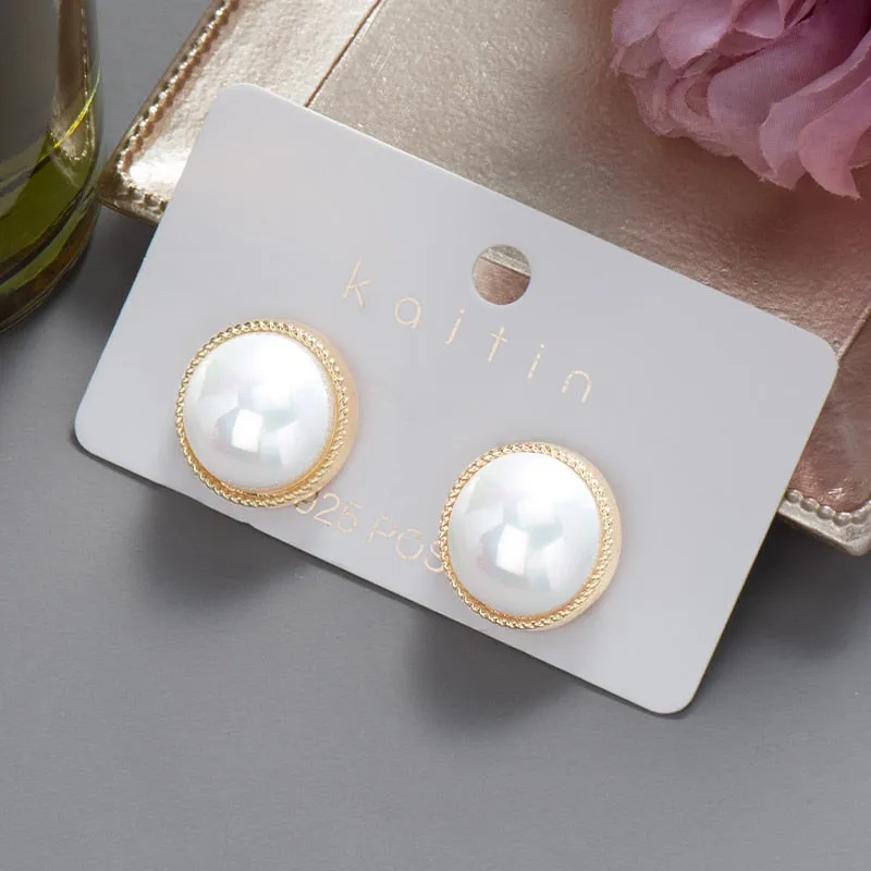 DEANWANGKT New  Trend Big Pearls Women's Earrings Geometry Crystal Gold Color Dangle Drop Earing for Woman Korean Style Fashion Jewelry