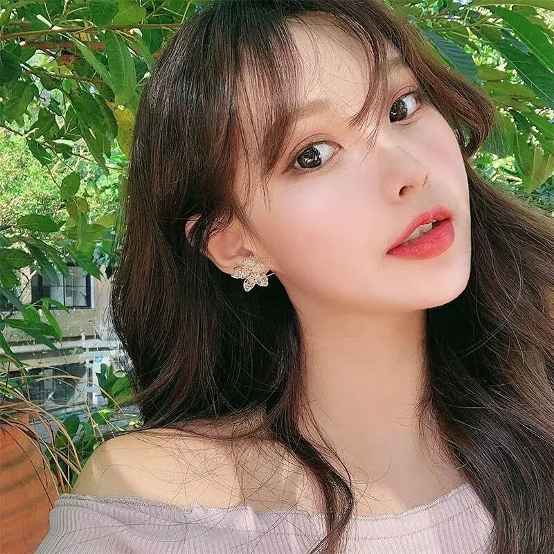 DEANWANGKT New  Trend Big Pearls Women's Earrings Geometry Crystal Gold Color Dangle Drop Earing for Woman Korean Style Fashion Jewelry
