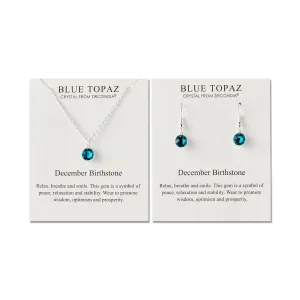 December (Blue Topaz) Birthstone Necklace & Drop Earrings Set Created with Zircondia® Crystals
