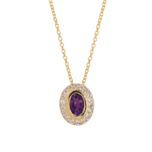 Delicate Amethyst Halo Chain Necklace