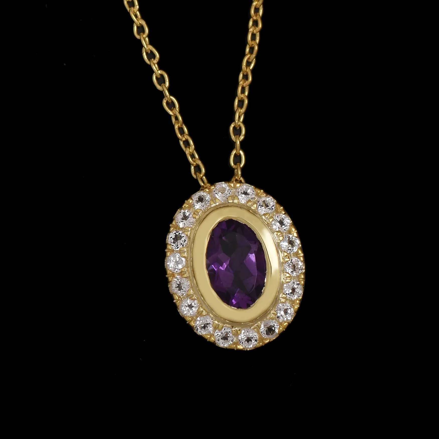 Delicate Amethyst Halo Chain Necklace