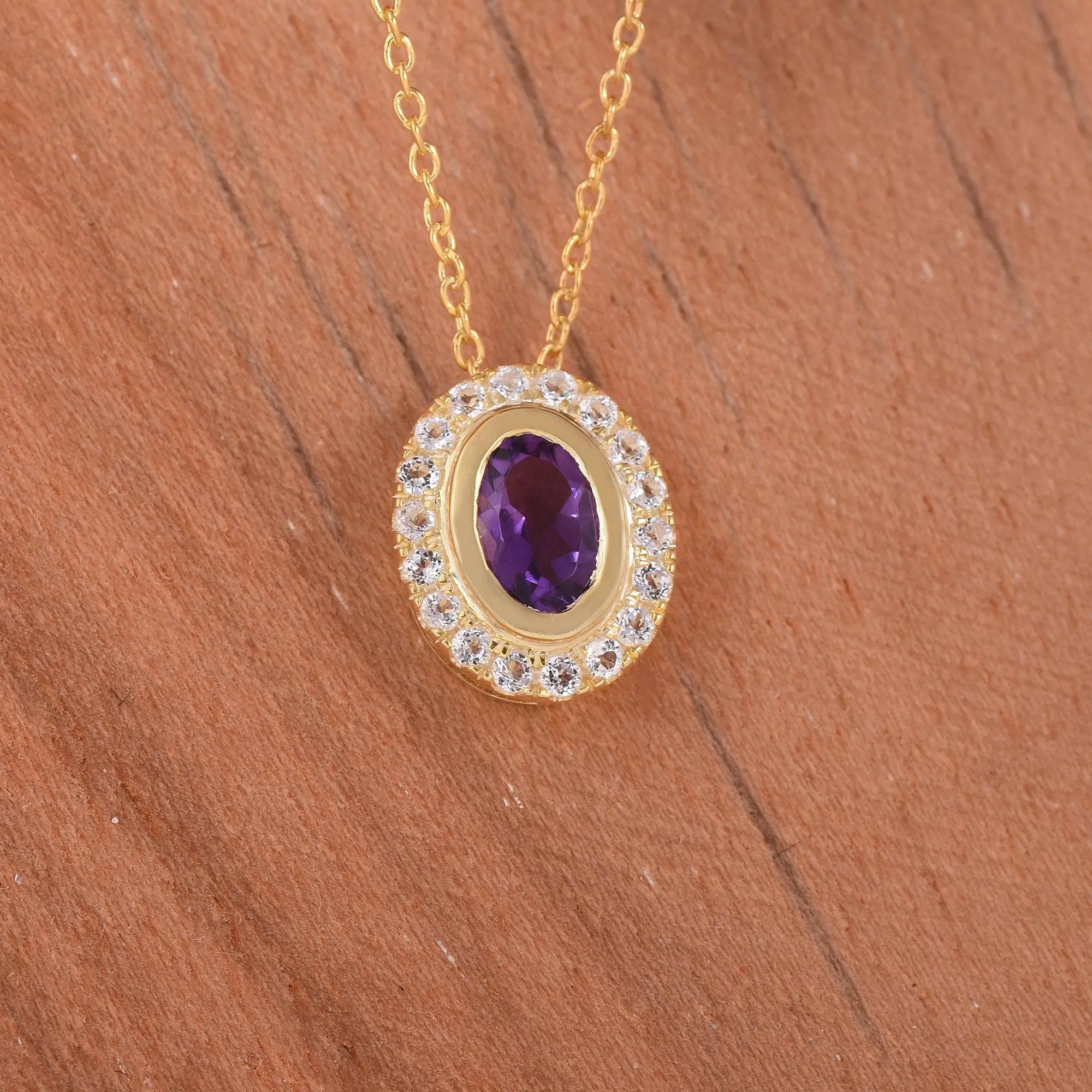 Delicate Amethyst Halo Chain Necklace