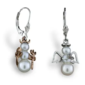 Devil and Angel Pearl Snowman Earrings