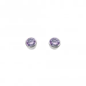 Dew Sterling Silver Small Round Amethyst Stud Earrings 3006AM