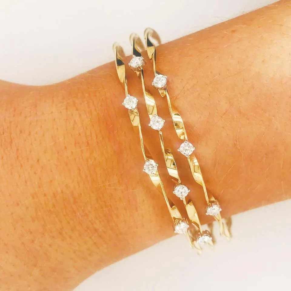 Diamond Three Row Cuff Bracelet