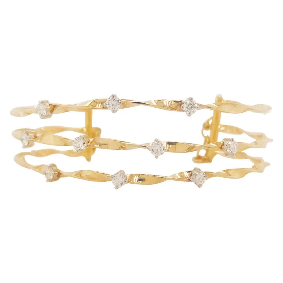 Diamond Three Row Cuff Bracelet
