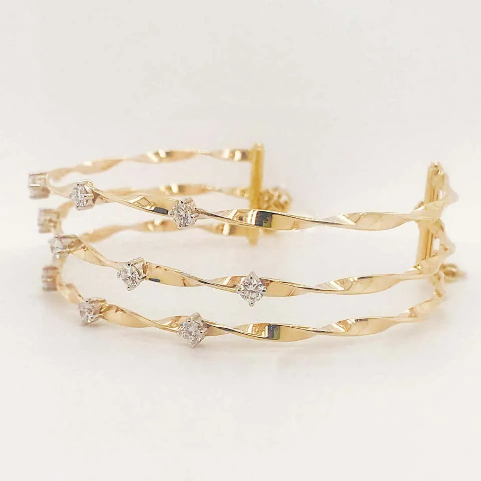 Diamond Three Row Cuff Bracelet
