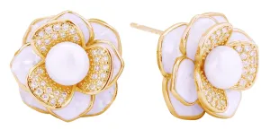 DJE310891 14K Peony Pearl Post Earrings