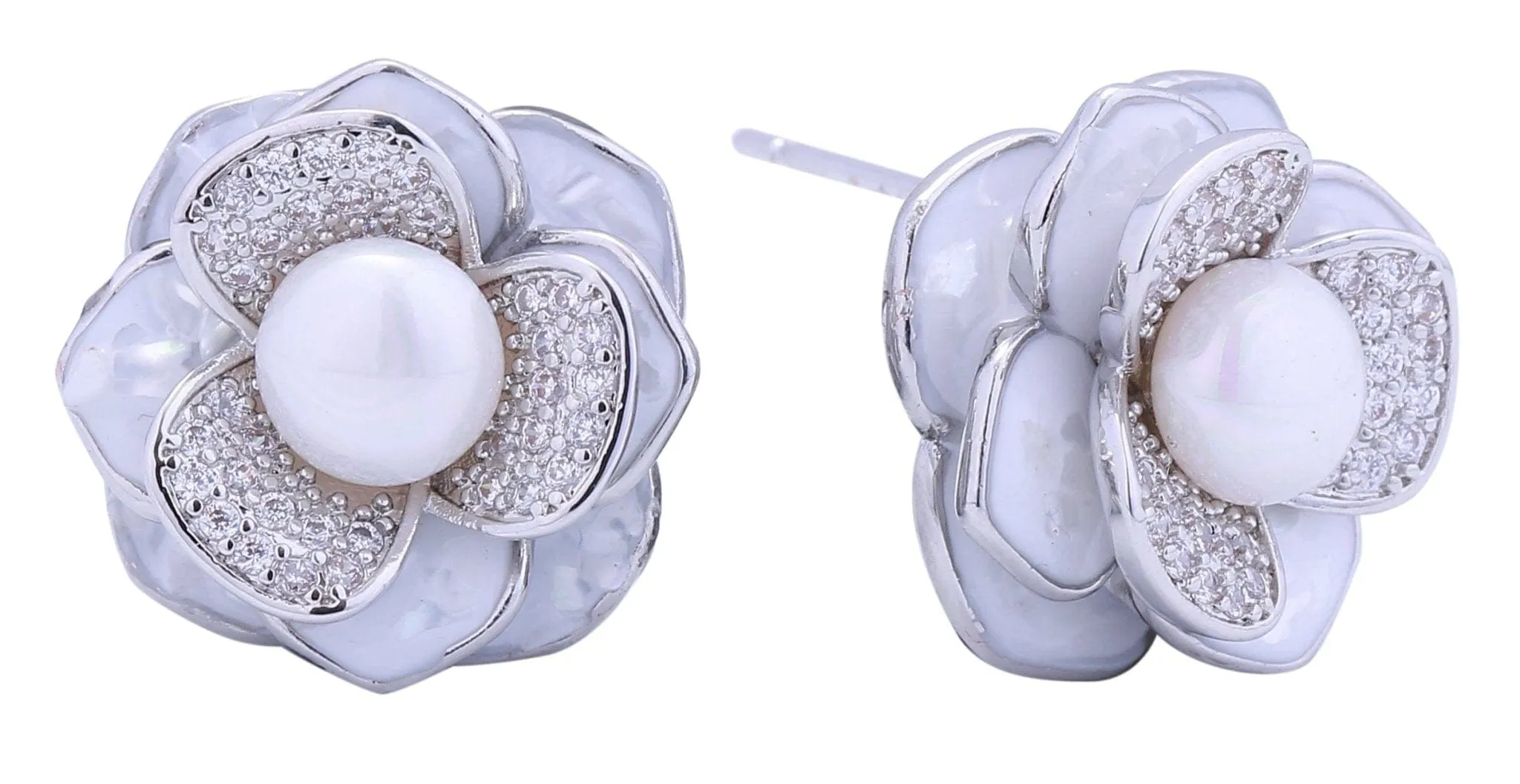DJE310891 14K Peony Pearl Post Earrings