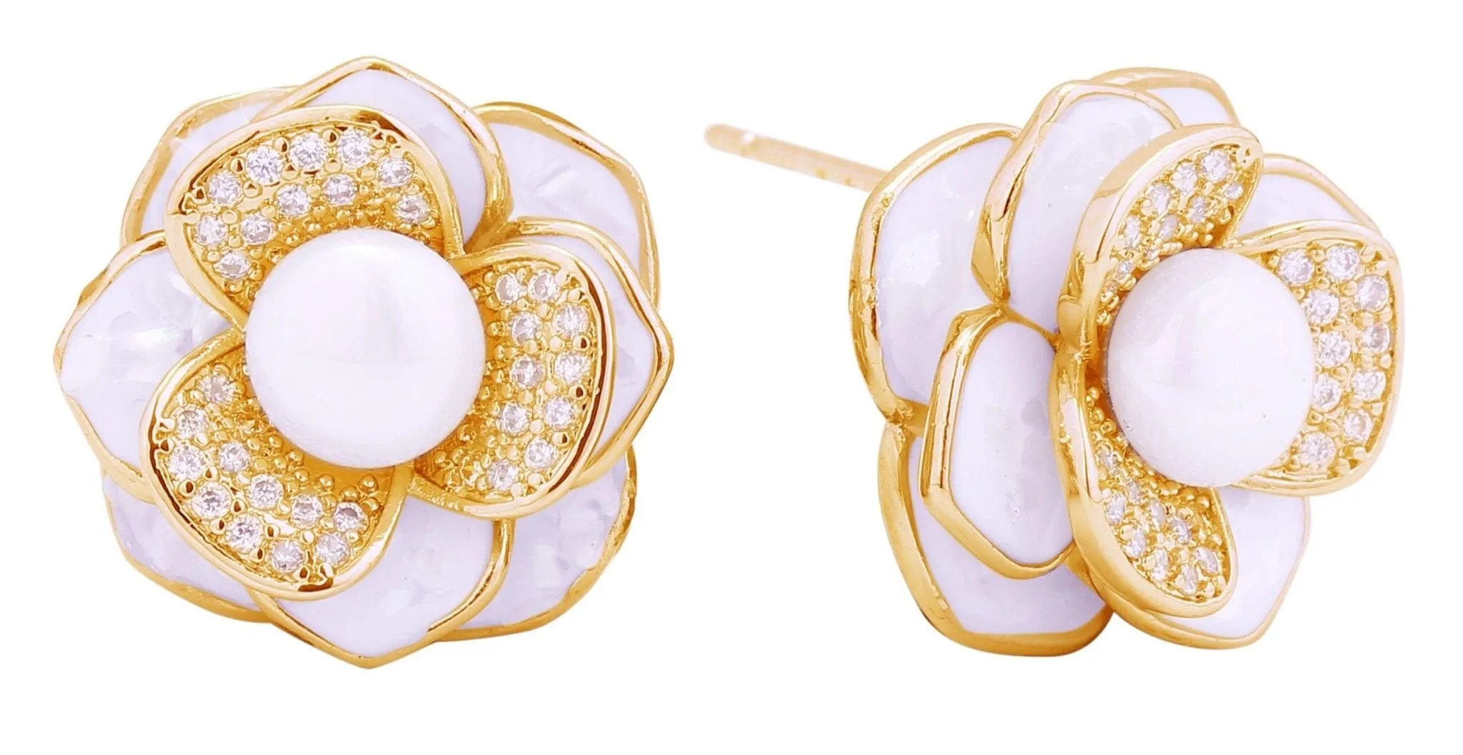 DJE310891 14K Peony Pearl Post Earrings