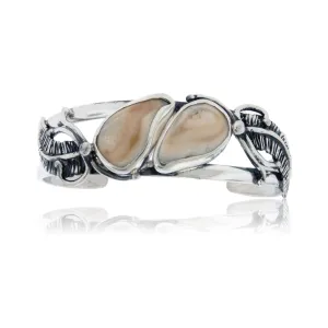 Double Elk Ivory and Feather Bracelet