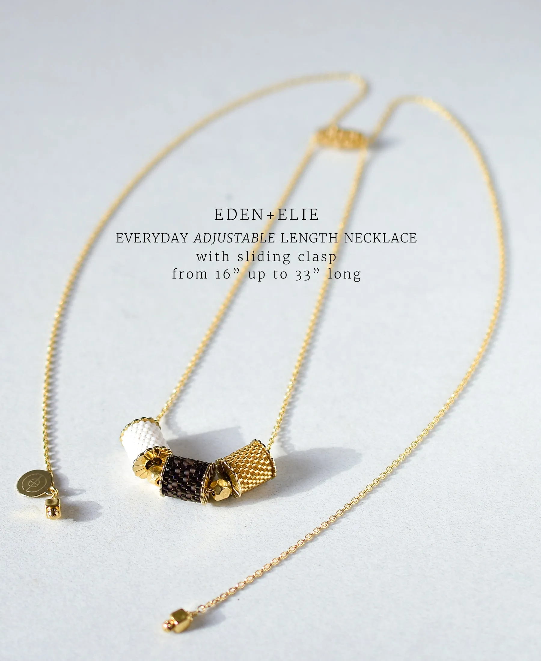 EDEN   ELIE Everyday Adjustable Length Necklace - light oyster