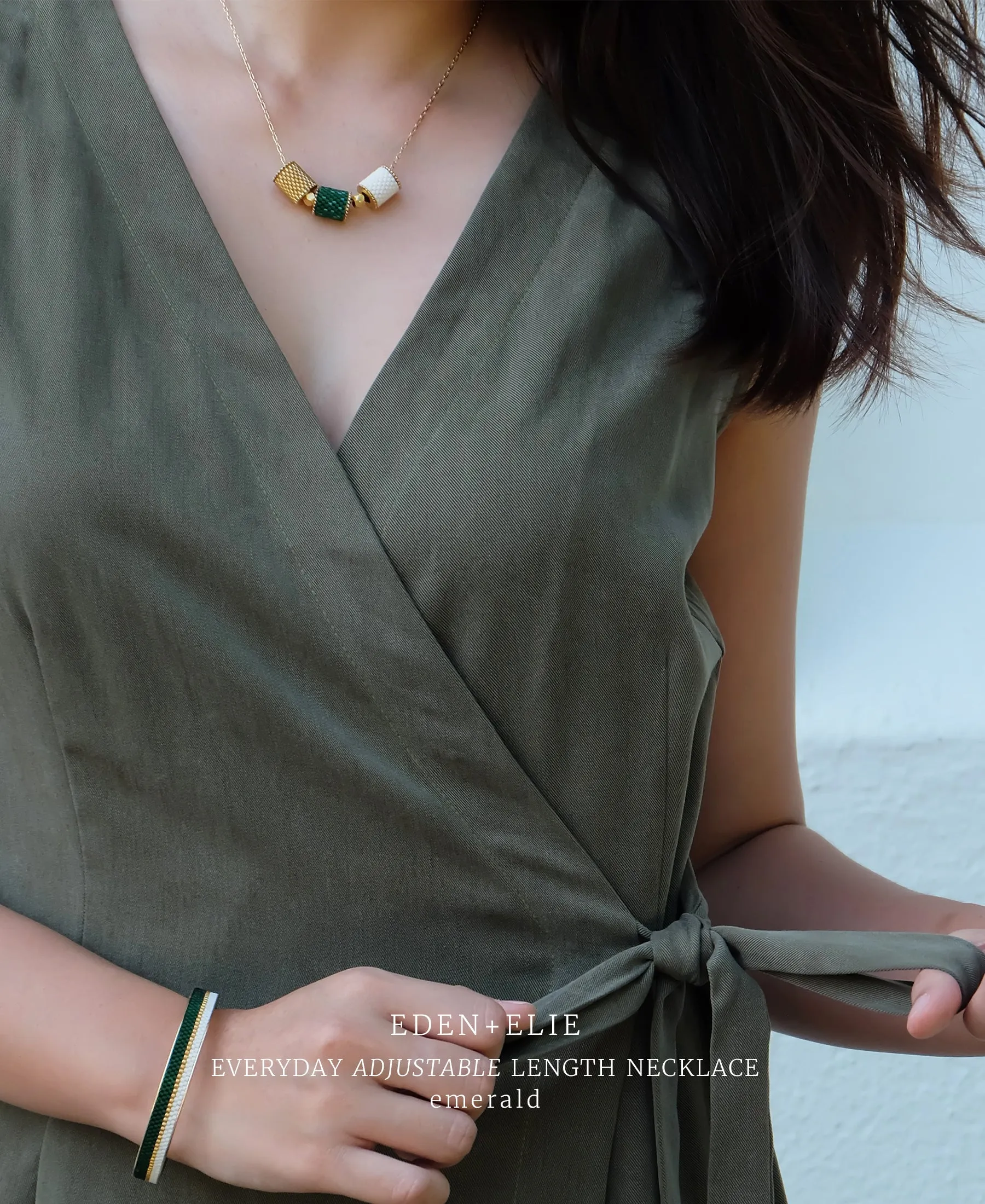 EDEN   ELIE Everyday Adjustable Length Necklace - light oyster