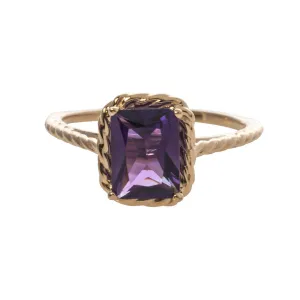 Emerald-Cut Amethyst 14K Yellow Gold Rope Ring