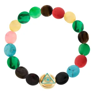 Enameled Light of the Majestic Large Disk on Multi Gemstone Bracelet